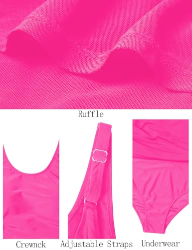 Image of VIMPUNEC Women One Piece Swim Dress Swimsuit Tummy Control Modest Swim Skirt Bathing Suit