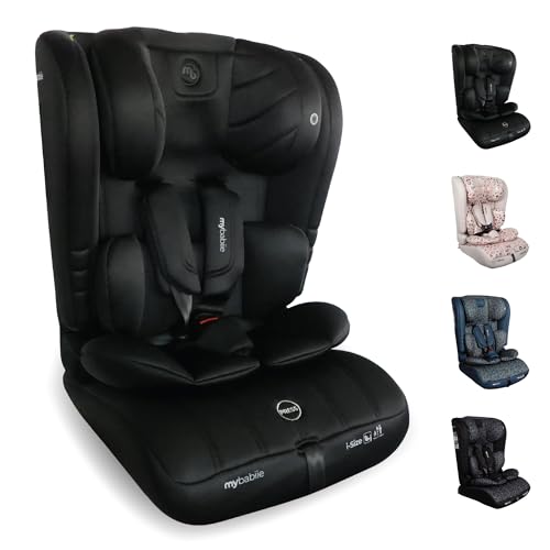 My Babiie MBCS50 Toddler to Booster R129 Child Car Seat - 5-Point Harness 76-150cm (Approx. 9-36kg 15 Months - 12 Years) i-Size Group 1/2/3 Adjustable Forward Facing - Black