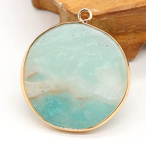 Amazonite pendentif rond en pierre naturelle brute pour création bijoux chic 30x35mm