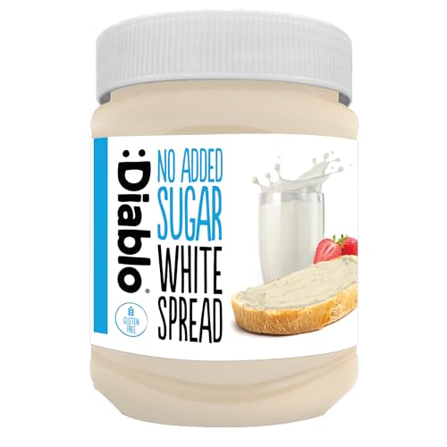 Diablo No Added Sugar White Chocolate Spread – Sweetened with Maltitol – Low Sugar Chocolate Spread for Toast, Waffles, Breakfast, Baking, Healthy Snacking - 350g 1 Pack