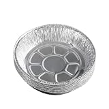 ERVDKXCOI Silberhaltigen Lebensmittelbehälter, 50 Stück runde Lebensmittelbehälter aus Silberfolie, Aluminiumfolie, Teller aus Zinnfolie, Kuchenformen for die Luftfritteuse