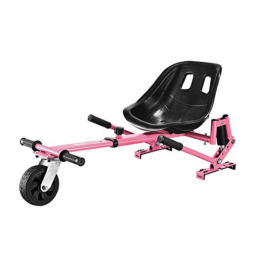 Hoverboard Seat Attachment Kids Go Kart Hover Board Accessories with Suspension for Self Balancing Scooter, Adjustable Length, Compatible with 6'' 8.5'' 10'', Fits All Ages, Pink