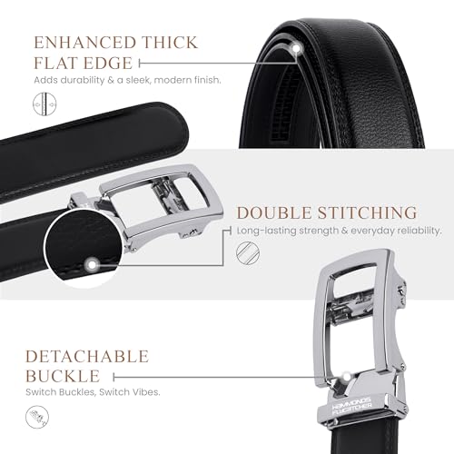 Image of HAMMONDS FLYCATCHER Genuine Leather Belt for Men - Perfect for Formal and Casual Wear - Adjustable Waistband up to 46 Inches - Autolock Belt for Formal and Casual Wear