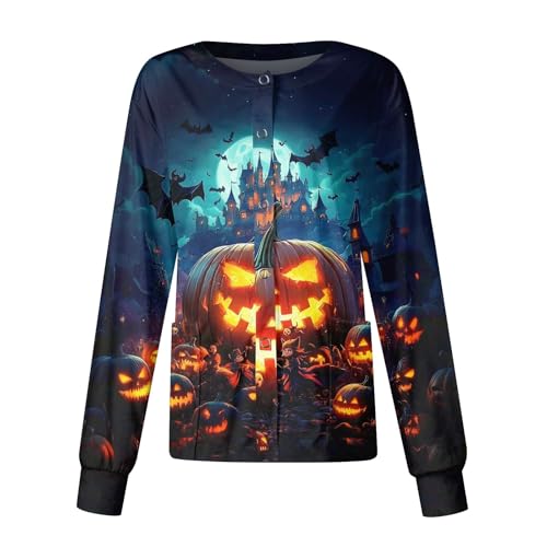 Printed Scrub Jackets for Woman Print Long Sleeve Plus Size Womens Scrubs for Women Nursing Jacket with Pockets
