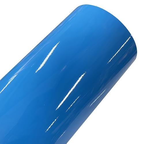 Image of LZLRUN High Gloss Vinyl Realistic Paint Wrap Roll Car Sticker Film Decal Bubble Free Come with Installation Tool Set (Medium Blue, 1ft x 5ft)