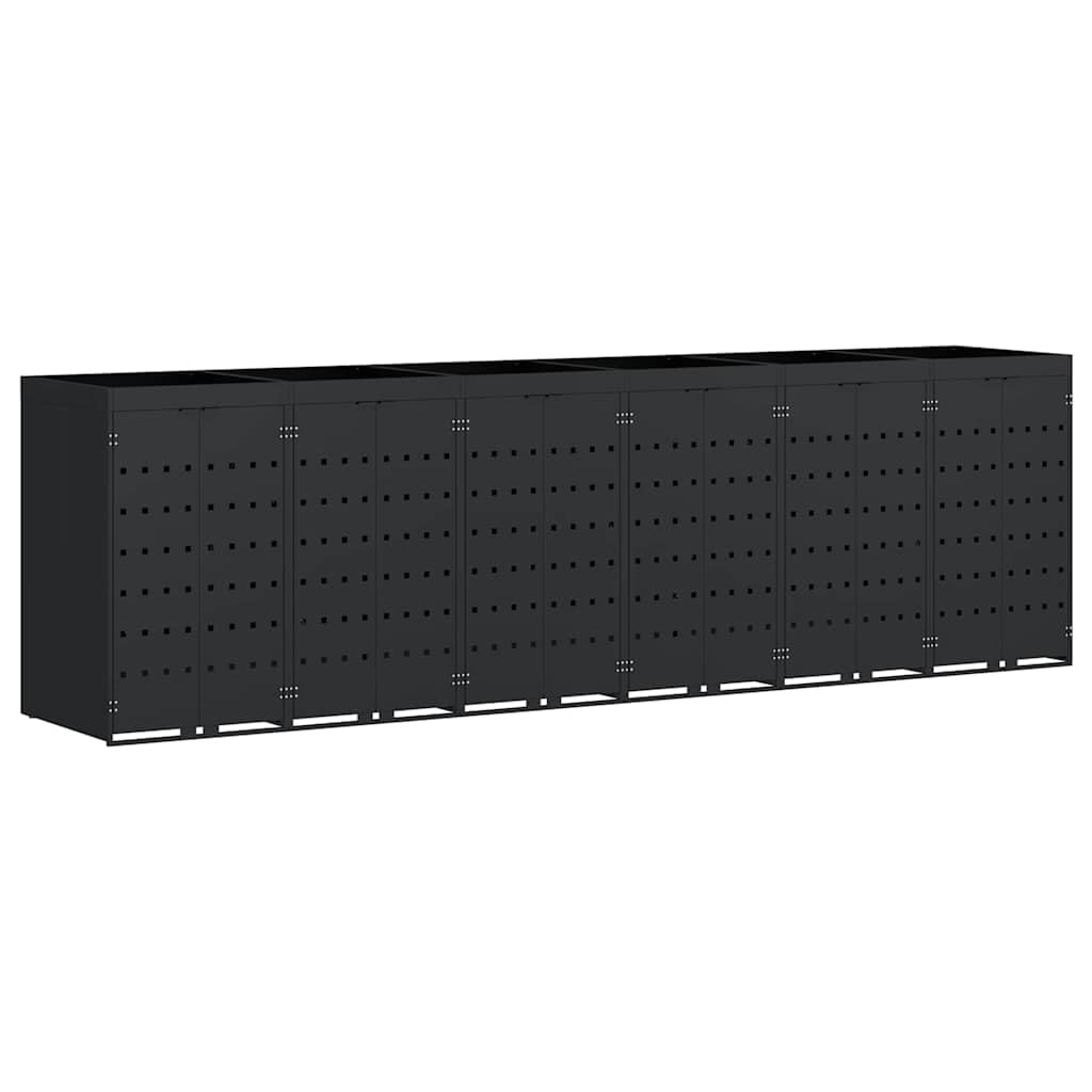 Genérico Almacenamiento de Cubos Wheelie para 6 Cubos Negro,Casa y jardín,Productos del hogar,Accesorios para contenedores de residuos,Soportes para contenedores de residuos-3394742