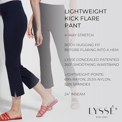 Lyssé Cropped Kick Flare Pants - Ponte Pants and Womens Cropped Pants with Flared Hem and Side Slit4