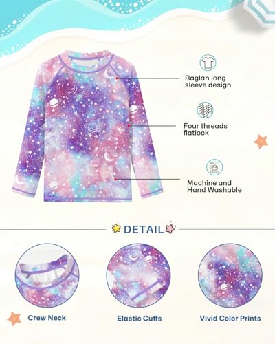 BesserBay Girls UV Protection Raglan Long Sleeve Rashguard Top 4-14 Years3