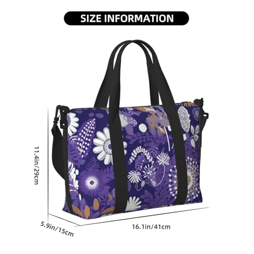 White Flowers Duffle Bag for Men Women Gym Bag with Shoes Compartment Travel Bags Lightweight Overnight Bags2