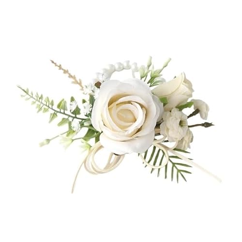 HUFFA Bridesmaid Wrist Flower Corsage - Artificial Floral Bracelet for Weddings & Events(Wristflower)