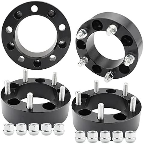 EZISOE 5x5.5 Wheel Spacers 2" Thick Replacement for 1994-2001 Ram 1500,F100 F150 E100 E150 CJ3 CJ5 CJ6 CJ7, 5x139.7 Bolt Pattern 108mm Hub Bore with 1/2" Studs Black Cover