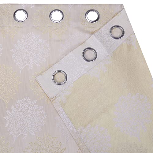 Image of Top Drapes Fawn Jacquard 9ft Long Door Curtain with Eyelet and Tie Back (1 Pc) Size 108 Inch (L) x 44.1 Inch (W)