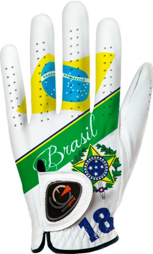 easyglove Flag_Brasil Men's Golf Glove (White)