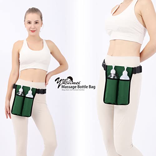 Étui pour bouteille de massage réglable vert avec 2 flacons d'huile - 5