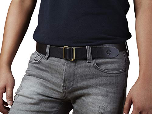 CP Slider Belt - Full Grain Leather Belts For Men - Black Leather Belt With Brass Buckle2