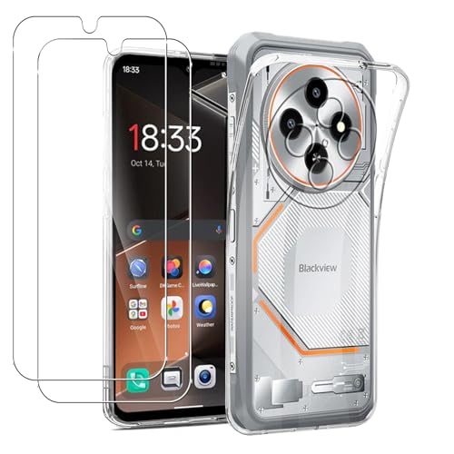 MEMELOKA Hülle für Blackview Fort 2/Blackview Strong 2 mit 2 Stück Schutzfolie(Gehärtetes Glas), Superdünne Transparente Anti-Vergilbung Weiche TPU Schutzhülle[Anti-Kratzer][Anti-Fingerabdruck]