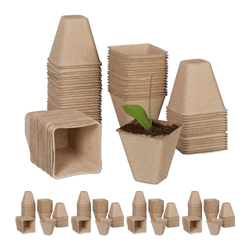 Relaxdays 400 x Anzuchttöpfe biologisch abbaubar