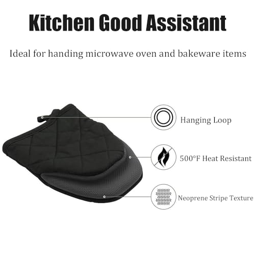 1 Pair Short Oven Mitts, Silicone Kitchen Oven Mitts Mini Heat Resistant for 500 Degrees - Image 3