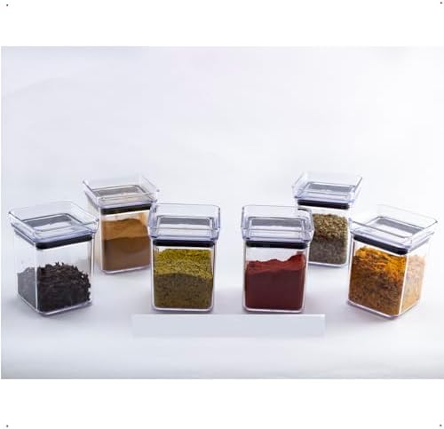 Conjunto Paramount com 6 Mini Potes Herméticos Porta Temperos Emp...