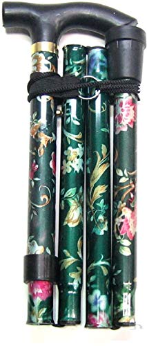 KAV Canne de marche pliable et extensible, facile à régler en hauteur, légère, flexible et durable, aide à la mobilité (fleur verte)