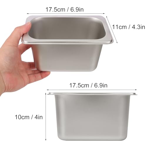 Image of 12 Pack 1 /9 Size, 4 Inch Deep Steam Table Pan, Silver 201 Stainless Steel Chafing Pan, Half Size Hotel Steam Pans for Weddings, Parties, Restaurants, Cafeterias and Hotels