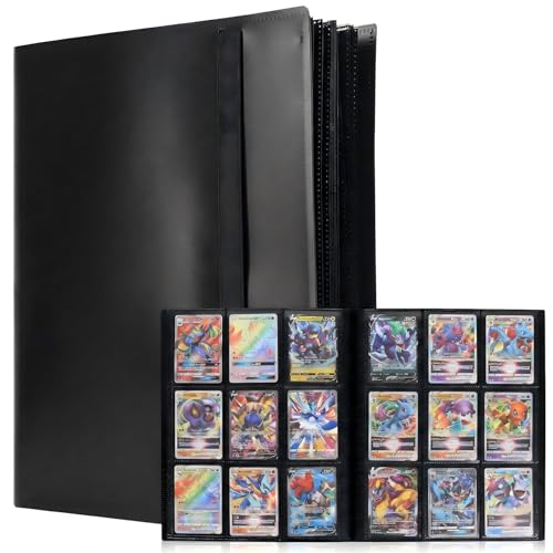 Album Raccoglitore di Carte Collezionabili, Raccoglitores Album 360 Tasche, Libro Porta Cartes 360 Cartes, Raccoglitore per Carte di Calcio da Collezione YuGiOh TCG MTG, 20 Pagine, Nero