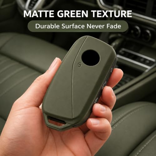 Image of JVCV Premium Soft TPU Key Cover Compatible with BMW 2023 New 7 Series 740i 760i X1 X5 X7 XM iX i7 Smart Key | Scratch-Resistant Protective Case | 360 Full Protection (Matte Green Style A)