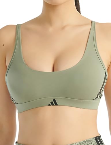 Sujetador de algodón para mujer adidas Scoop Bralette Sport Active Essentials 3 Stripes 5