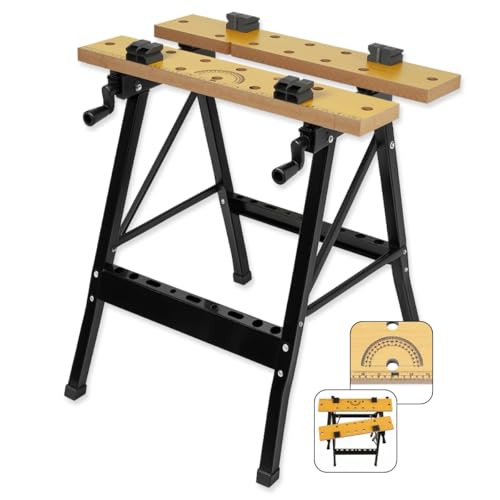 WALTER Werk- und Spanntisch, 100 kg Tragkraft, große Arbeitsfläche, klappbar und vielseitig verstellbar, universell einsetzbar, zum Schleifen,...