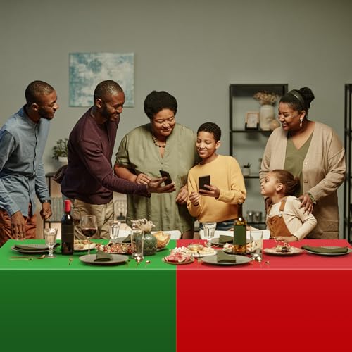 MASHAN 12Pcs Red Green Yellow Black Plastic Tablecloths, Disposable Rectangle Table Covers for Kwanzaa Black History Month Juneteenth African American Festival Holiday Party Decorations,108 * 54inch by MASHAN - Used condition - Image 5