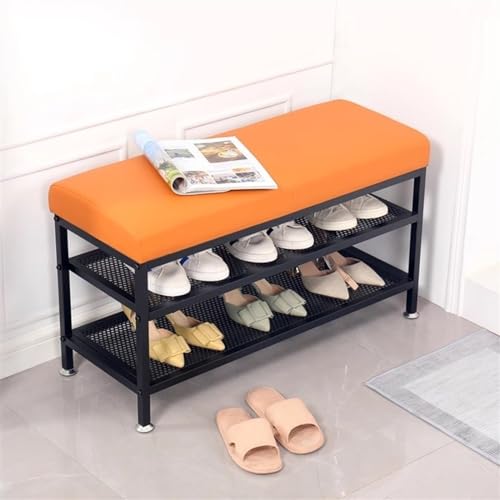Étagère à chaussures d'entrée banc de rangement compact en métal - 3