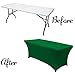 ABCCANOPY 6 FT Forest Green Spandex Table Cover Stretch Fitted Wrinkle Resistant Tablecloth Reuse for Rectangular Folding Table Patry Event Wedding Banquet Protector