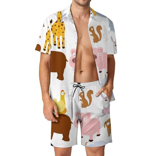 Chemise hawaïenne hommes animaux ensemble léger contre la chaleur en taille S