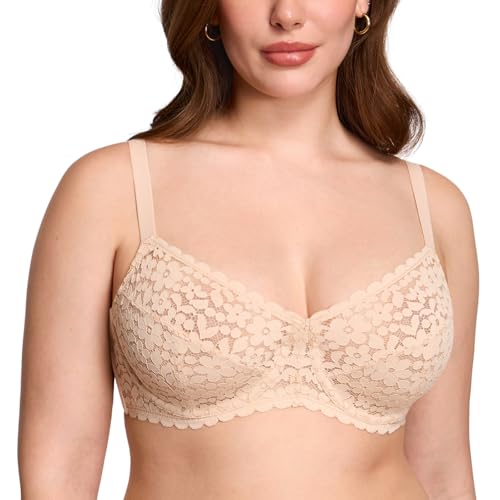 DOBREVA Reggiseno Minimizer Riducente Pizzo con Ferretto Senza Imbottitura Taglie