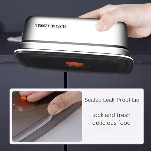 Image of Fridge Storage Box Stainless Steel Food Storage Containers | Food Grade, Leakproof Kitchen Organizer | Freshness Locking, Microwavable & Freezer Safe (1200 ml Pack of 1)