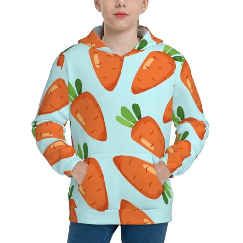 Cartoon Carrot Kids Pullover Hoodies Boys Sweatshirts Girls Athletic Clothes with Pocket
