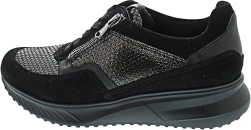 Waldläufer Ortho-Tritt K-Janka Sneaker, Order (Velourleder)/ Posterstretch, schwarz/anthrazit, Weite K 617K01-501-771 Schwarz Gr. 42