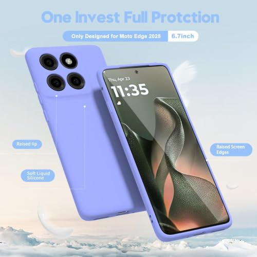 Image of DIZORO Microfiber Candy Case for Motorola Moto Edge 70 5G Smooth Touch Cushion Liquid Soft Silicone Gel Phone Cases Non-Slip Full Body Protective Back Cover - Purple
