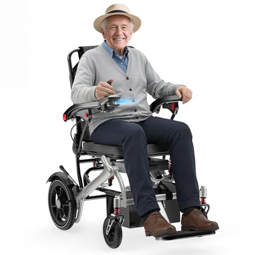 Image of Electric Wheelchair for Adults, 36LBS Lightweight Electric Wheelchairs, 500W Brushless Motor Power Wheelchair, Foldable Motorized Wheelchair for Seniors, HW219SL-15