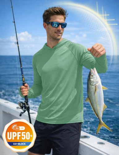 Image of KEFITEVD Men's Sun Hoodie Long Sleeve Fishing UPF 50+ SPF Quick Dry Shirts