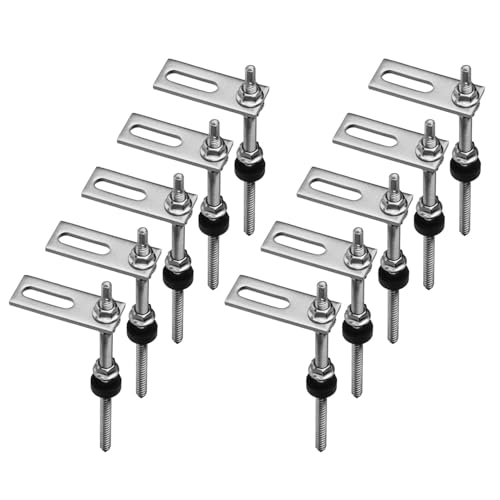 10 Stockschrauben mit Adapterplatten m10 x 200mm aus Edelstahl - Für PV Anlage - Zur Befestigung von Solarpanelen