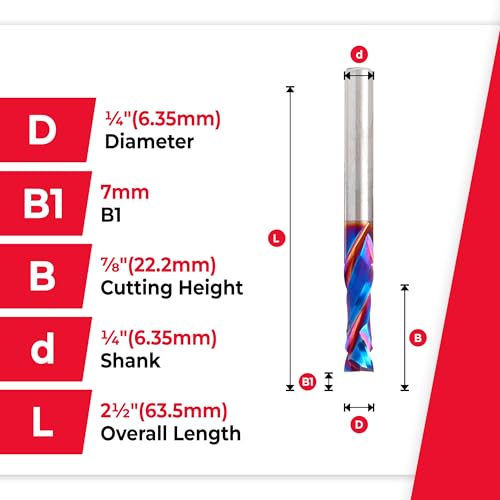 Image of Amana Tool Spektra Extreme Tool Life Solid Carbide CNC Compression Spiral Router Bit, 46170-K-2 2 Pack, 1 /4 D x 7 /8 CH x 1 /4 Shk x 2-1 /2 Inch L 2 Fl