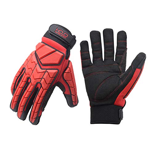 Impact Work Gloves Men Heavy Duty Safety Gloves Reduce Vibration for Lawnmower, Drill