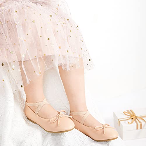Kiderence Little Toddler Girls Dress Shoes Ballerina Ballet Flats Kids Nude Mary Janes Size 7 #TOP2