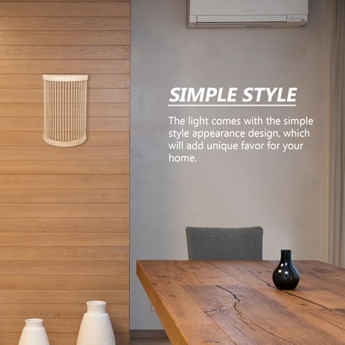 Aplique de pared de bambú beige con diseño creativo para iluminación de interior en dormitorio 4