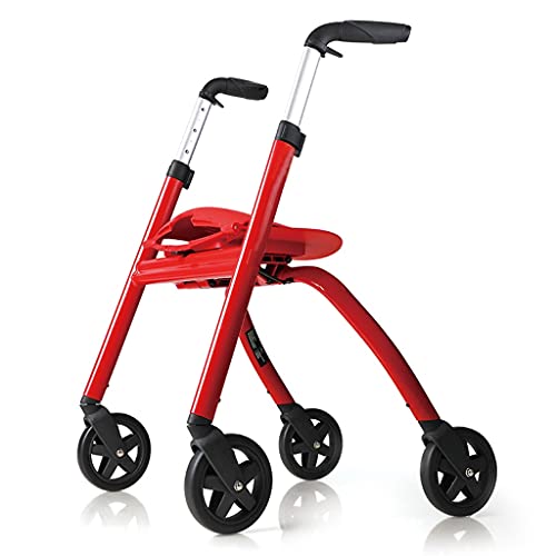 Noble Rollator con 4 Ruedas, Andador para Adultos,Mayores,minusválidos OAncianos,Andador Caminador De Aluminio,Ayuda para Caminar,Ligero,Plegable,con Asiento,Rojo (Color : Red, Size : 11.8 * 32.3in) Cover