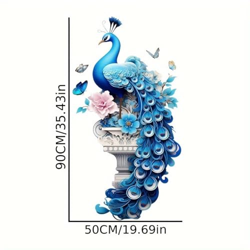 Vinilo Decorativo 3D Pavo Real Azul Elegante miniatura 2