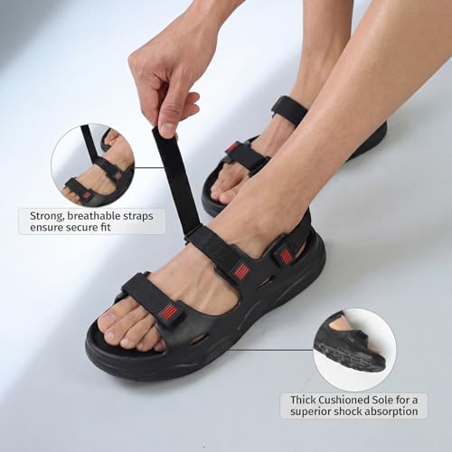 Image of YOHO Trailmark Sports Sandals for Men|Thick Sole for Shock Absorption,Adjustable Strap,Comfortable & Lightweight|Stylish Floaters for Outdoor Casual Wear Footwear - OG