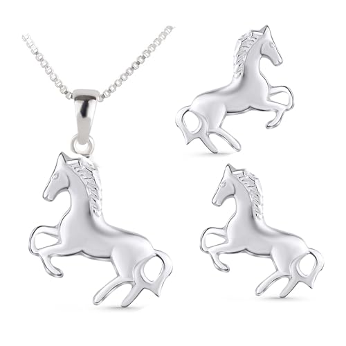 FIVE-D Colgante con cadena para niños, Regalos, diseño de caballo pony, plata 925, en estuche de regalo, Plata 925