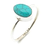 Steingröße: 6 x 8 mm Ring Silber 925 Sterlingsilber Türkis blau grün Stein (Nr: MRI 100), Ringgröße:60